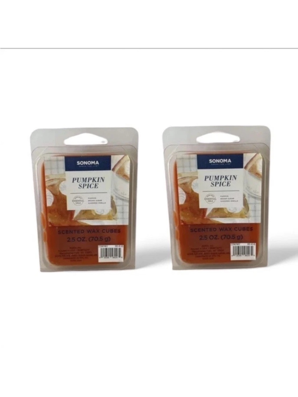 Sonoma Wax Melts 2 Pack Fall Scented Cubes 2.5oz Each Pumpkin Spice